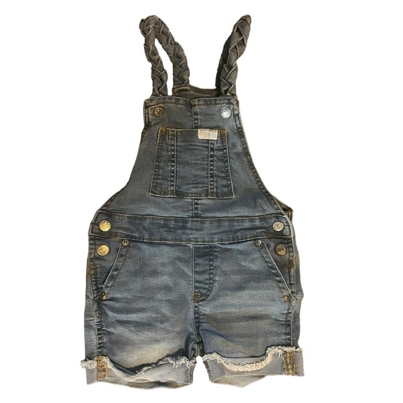 7 For All Mankind Other - 7 For All Mankind Toddler Girls Blue Denim Braid Shortalls Overalls, Size 2T